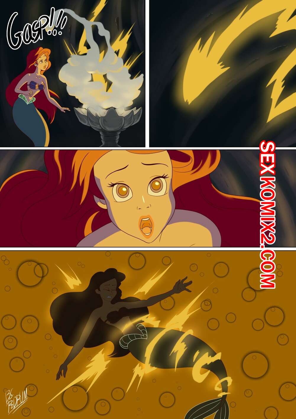 Порно комикс Русалочка. Трансформация Ариэль. Ariels transformation. BGRedrum